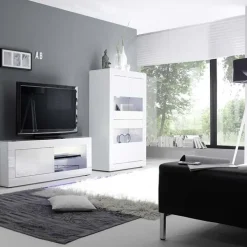 Vetrina 102x162h cm 4 ante moderna bianco lucido Eternity