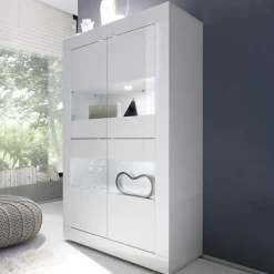 Vetrina 102x162h cm 4 ante moderna bianco lucido Eternity