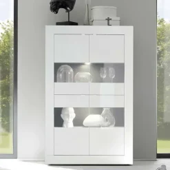 Vetrina 102x162h cm 4 ante moderna bianco lucido Eternity