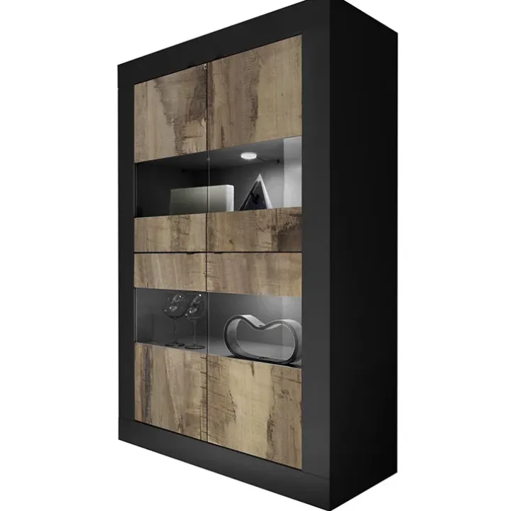 Vetrina 102x162h cm 4 ante moderna nero pero Eternity