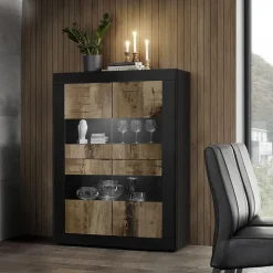 Vetrina 102x162h cm 4 ante moderna nero pero Eternity