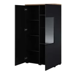 Vetrina 80x140h cm 2 ante nero rovere Ischia
