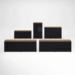 Vetrina 80x140h cm 2 ante nero rovere Ischia