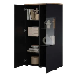 Vetrina 80x140h cm 2 ante nero rovere Ischia