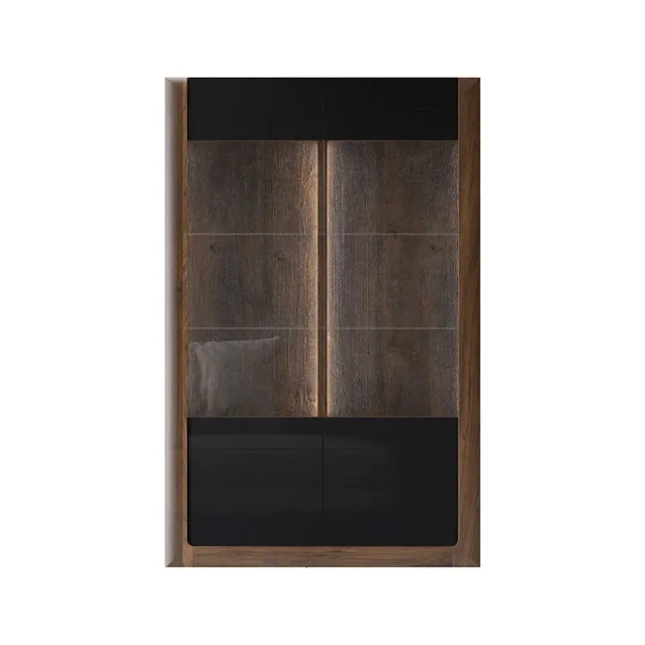 Vetrina 129x200h cm 2 ante noce nero lucido Jumbo