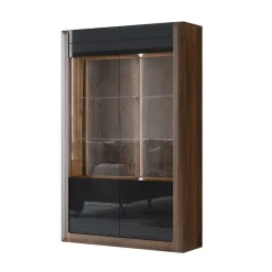 Vetrina 129x200h cm 2 ante noce nero lucido Jumbo