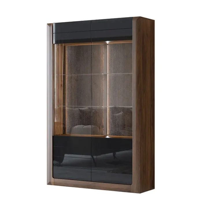 Vetrina 129x200h cm 2 ante noce nero lucido Jumbo