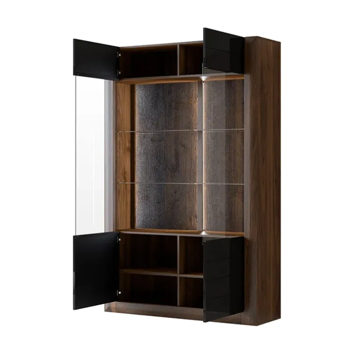 Vetrina 129x200h cm 2 ante noce nero lucido Jumbo