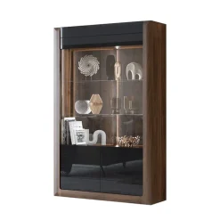 Vetrina 129x200h cm 2 ante noce nero lucido Jumbo