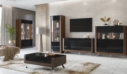 Vetrina 129x200h cm 2 ante noce nero lucido Jumbo