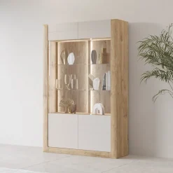Vetrina 129x200h cm 2 ante rovere tortora lucido Jumbo