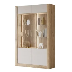 Vetrina 129x200h cm 2 ante rovere tortora lucido Jumbo
