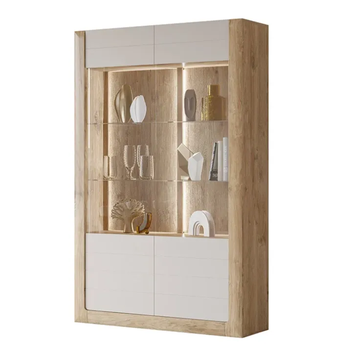 Vetrina 129x200h cm 2 ante rovere tortora lucido Jumbo