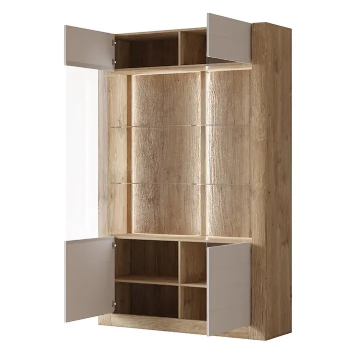 Vetrina 129x200h cm 2 ante rovere tortora lucido Jumbo