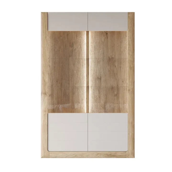 Vetrina 129x200h cm 2 ante rovere tortora lucido Jumbo
