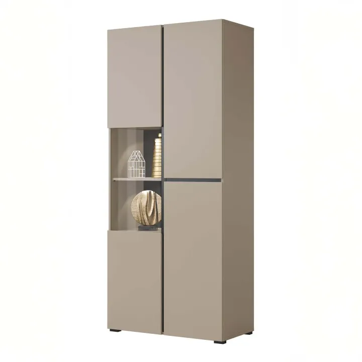 Vetrina 80x184h cm 4 ante tortora Lolla