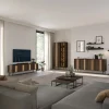 Vetrina 94x196h cm con led 2 ante 5 ripiani reversibile soggiorno noce Bois