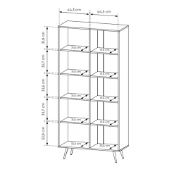 Vetrina 94x196h cm con led 2 ante 5 ripiani reversibile soggiorno noce Bois