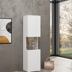Vetrina 36x140h cm da parete bianco rovere Fusion