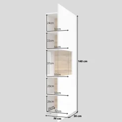 Vetrina 36x140h cm da parete bianco rovere Fusion