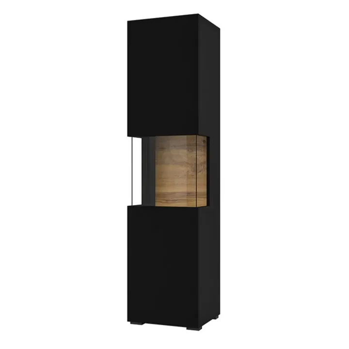 Vetrina 36x140h cm da parete nero rovere Fusion