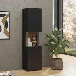 Vetrina 36x140h cm da parete nero rovere Fusion