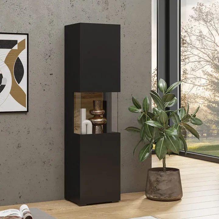 Vetrina 36x140h cm da parete nero rovere Fusion