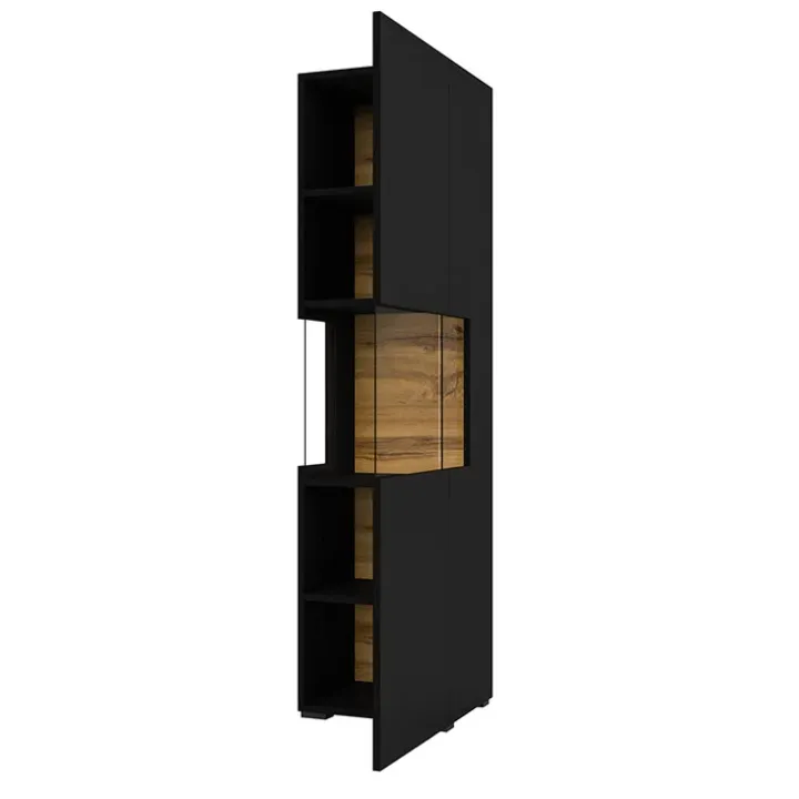 Vetrina 36x140h cm da parete nero rovere Fusion