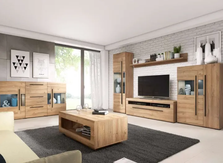 Vetrinetta bassa 90x136h cm 2 ante soggiorno rovere Maiorca