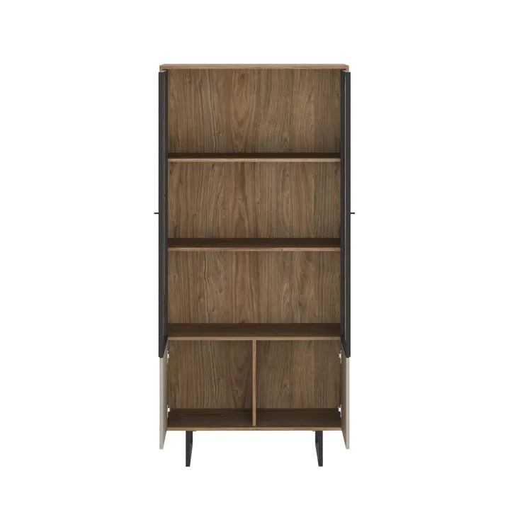 Vetrinetta moderna 90x190h cm 2 ante rovere scuro tortora Domus