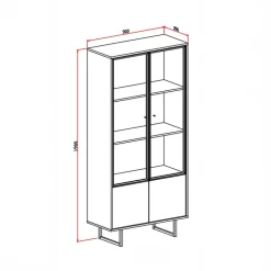 Vetrinetta moderna 90x190h cm 2 ante rovere scuro tortora Domus
