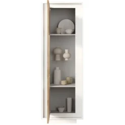 Vetrinetta 67x197cm 1 anta moderna bianco opaco rovere chiaro Deluxe