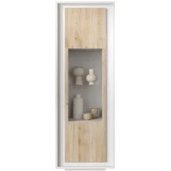 Vetrinetta 67x197cm 1 anta moderna bianco opaco rovere chiaro Deluxe