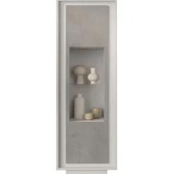 Vetrinetta 67x197cm 1 anta moderna bianco opaco grigio cemento Deluxe