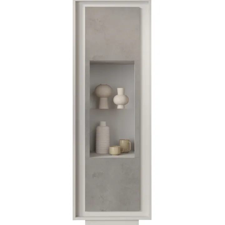 Vetrinetta 67x197cm 1 anta moderna bianco opaco grigio cemento Deluxe