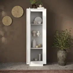 Vetrinetta 67x197cm 1 anta moderna bianco opaco Deluxe