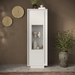 Vetrinetta 67x197cm 1 anta moderna bianco opaco Deluxe