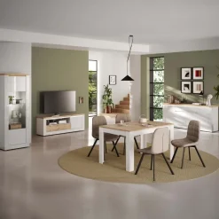 Vetrinetta 67x191h cm 1 anta con led bianco lucido rovere chiaro Istria