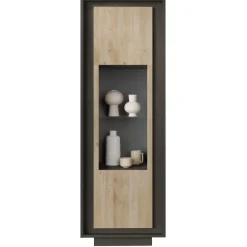 Vetrinetta 67x197h cm 1 anta moderna antracite rovere chiaro Deluxe