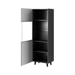 Vetrinetta 60x183h cm 1 anta moderna cannettato antracite Essence