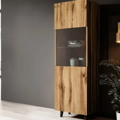 Vetrinetta 60x183h cm 1 anta moderna cannettato quercia Essence