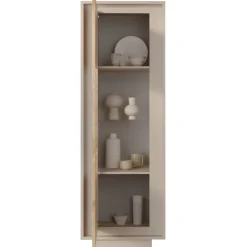 Vetrinetta 67x197h cm 1 anta moderna beige rovere chiaro Deluxe
