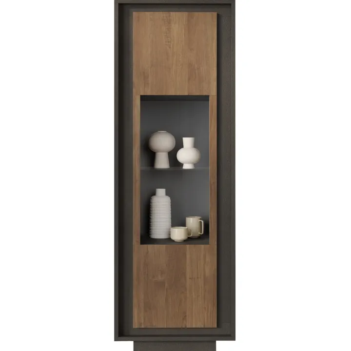 Vetrinetta 67x197h cm 1 anta moderna antracite rovere scuro Deluxe