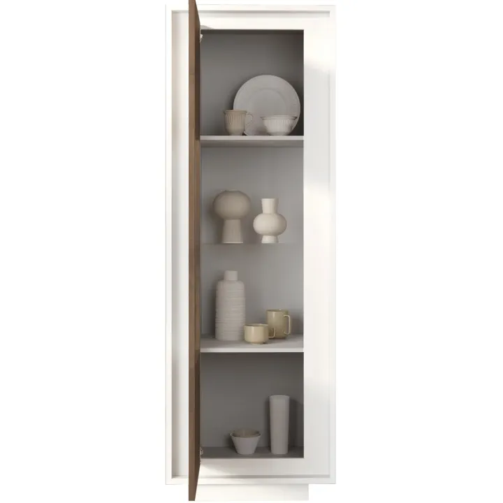 Vetrinetta 67x197h cm 1 anta moderna bianco opaco rovere scuro Deluxe