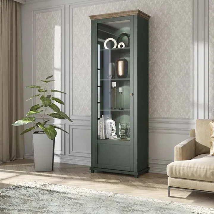 Vetrinetta 71x200h cm 1 anta sinistra soggiorno verde quercia Texel