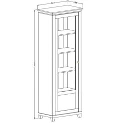 Vetrinetta 71x200h cm 1 anta sinistra soggiorno verde quercia Texel