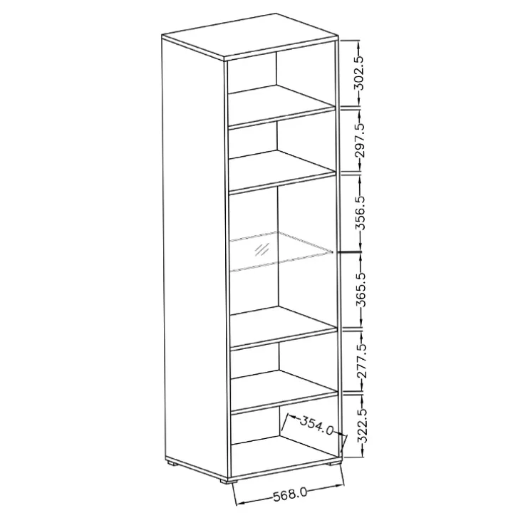 Vetrinetta 60x204h cm 1 anta soggiorno moderna rovere nero Maiorca