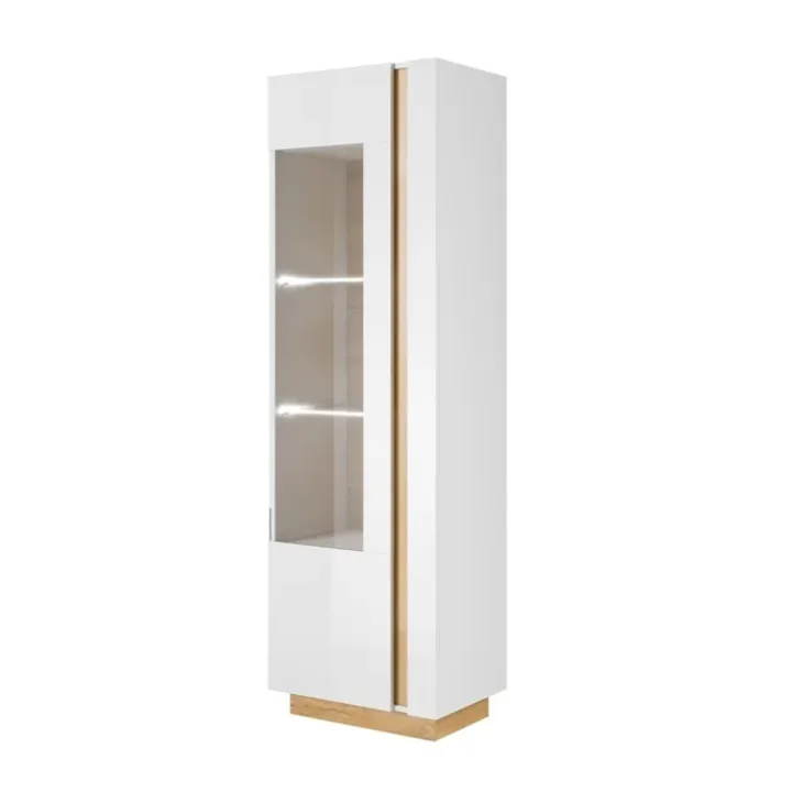 Vetrinetta 60x194h cm 1 anta soggiorno bianco rovere Noa Gihome®