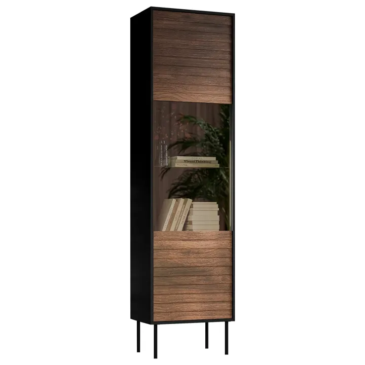Vetrinetta 53x182h cm 1 anta soggiorno noce nero Wild
