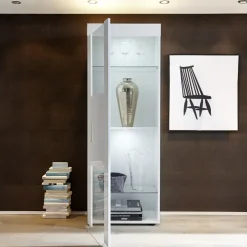 Vetrinetta 61x167h cm 1 anta soggiorno bianco laccato lucido Easy
